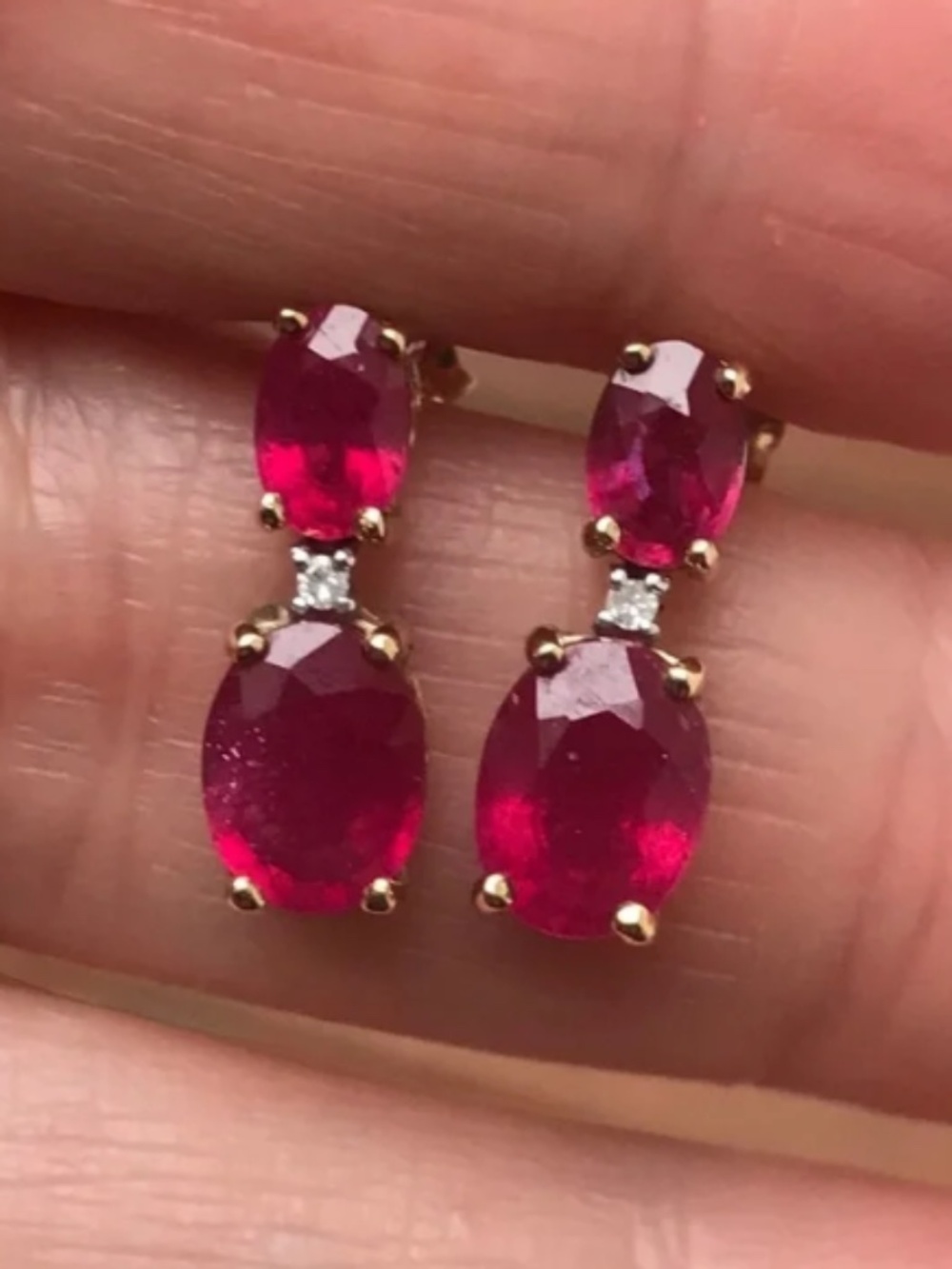 Stunning Vibrant 10K Gold Rhodolite Door Knocker Earrings